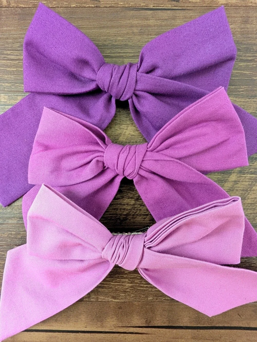 Set of 3 Baby Toddler Purple Bows
